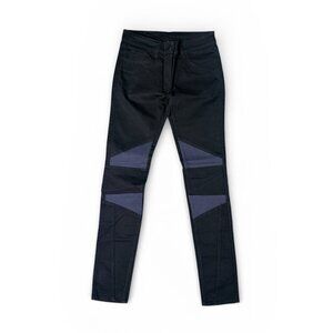 NWT Sandro Paris Black Skinny Jeans Moto Knee Panel Cotton Size 36 (US 4)